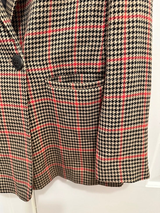 Anine Bing Womens Madeline Double-Breasted Plaid Blazer - Red/Black Houndstooth - Picture 5 of 12